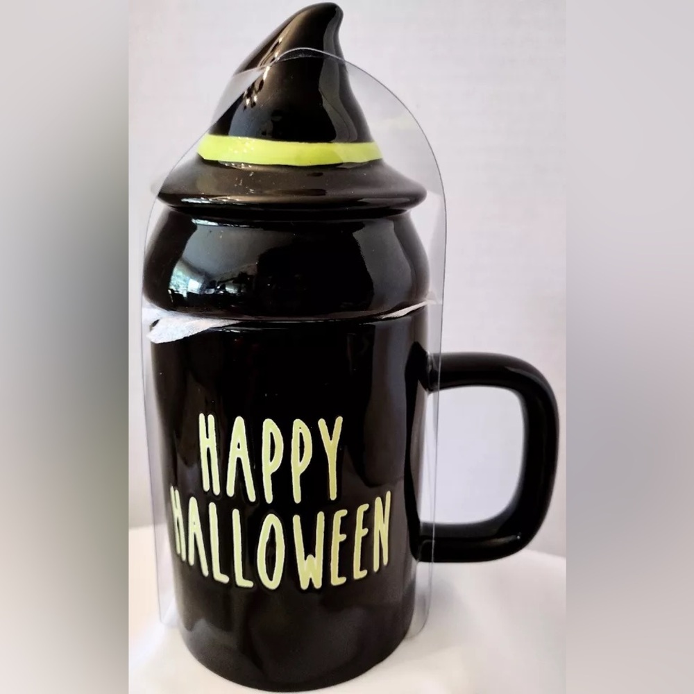LMT: Happy Halloween Mug with Black Cat Topper B/Harbor collection 16 oz